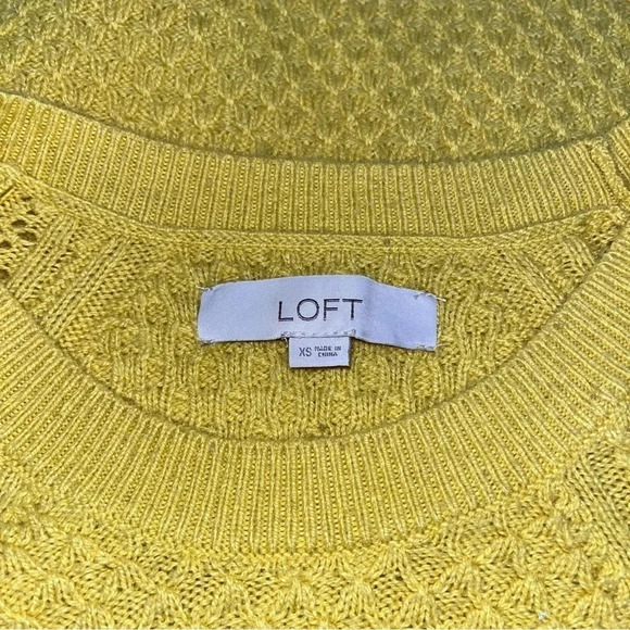Loft Ann Taylor Spring , yellow, pullover, waffled knit sweater - Picture 3 of 8